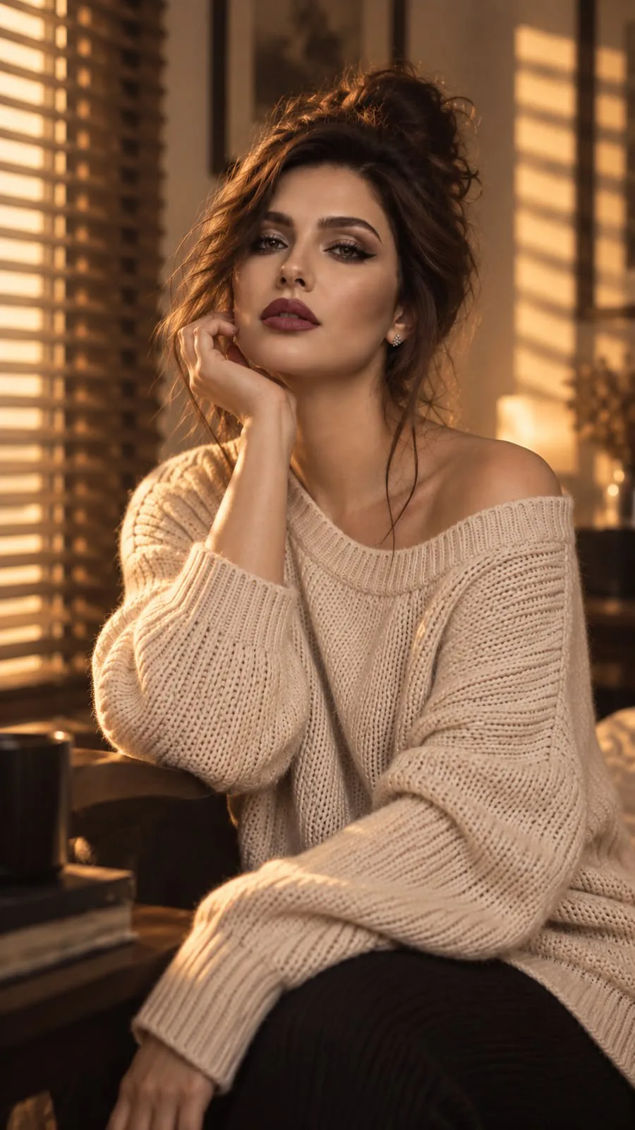 Cream Knit Evening Portrait