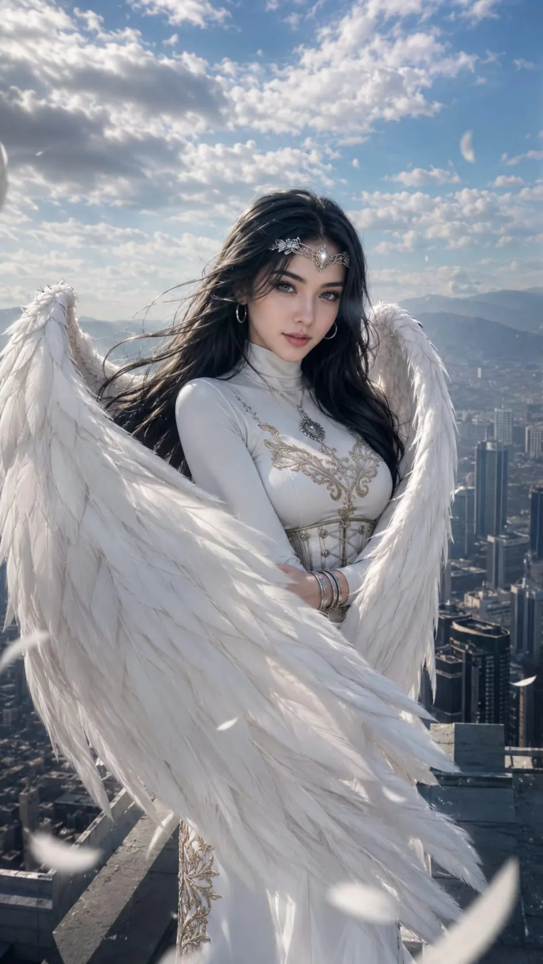Rooftop Angel Over the City