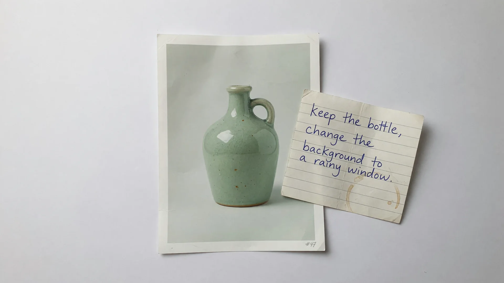 Source product print beside a handwritten Grok Imagine edit note