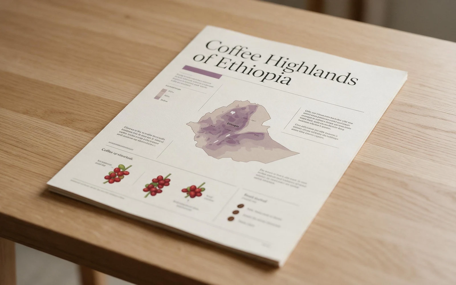 Printed Seedream 5.0 Pro coffee-region infographic poster with small readable type