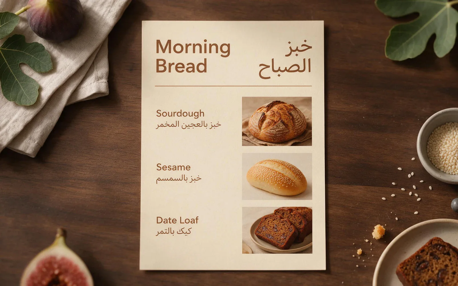 Bilingual English and Arabic bakery poster generated as a Seedream 5.0 Pro still