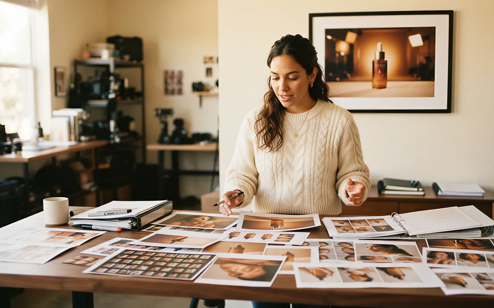 Printed product stills in front of a Wan 3.0 reference-consistent scene