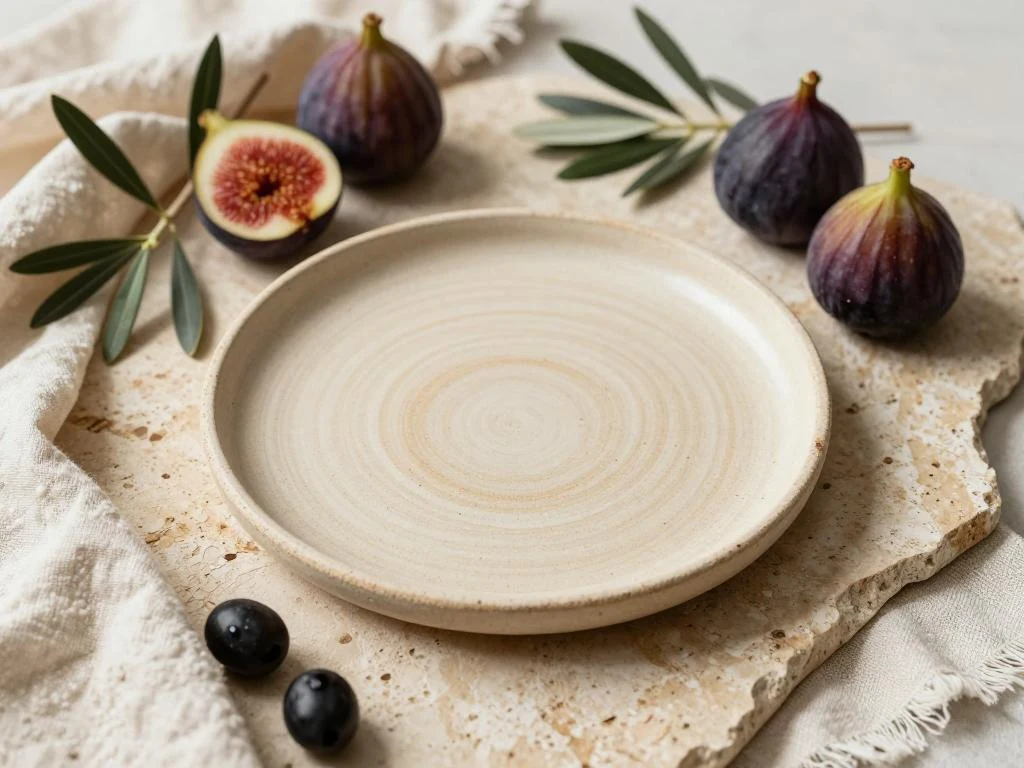 Ceramic Plate with Figs