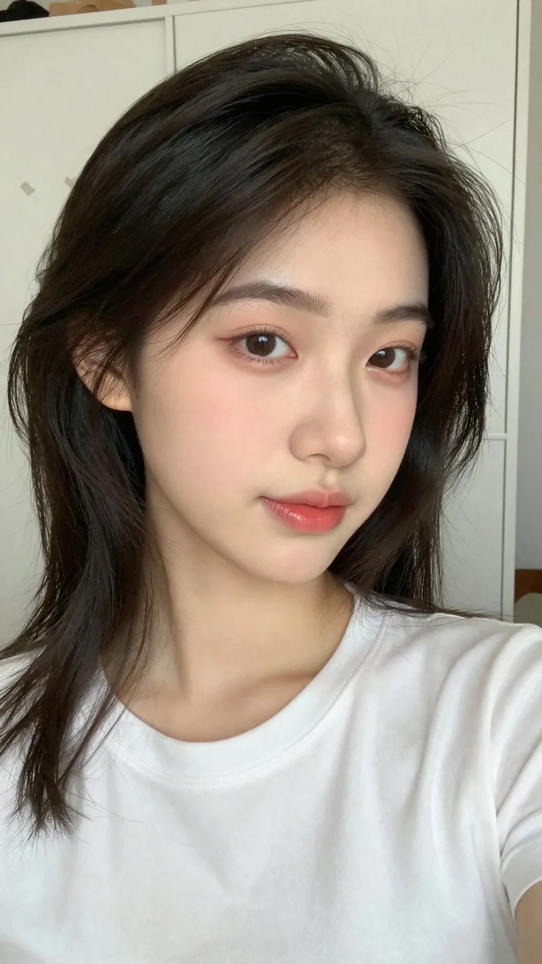 White Tee Closet Selfie