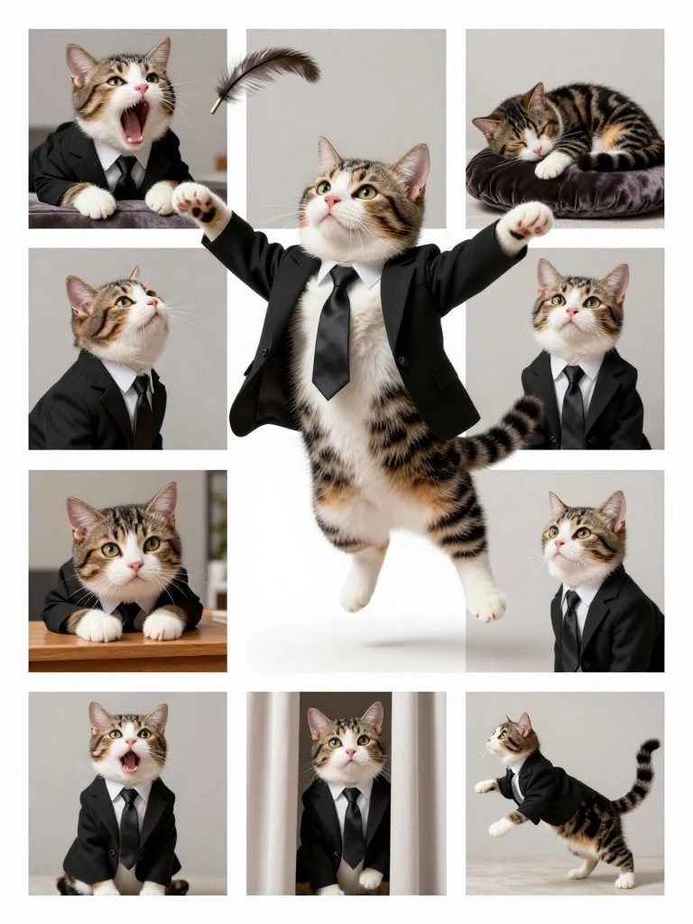 Suit Cat Grid Pop-Out