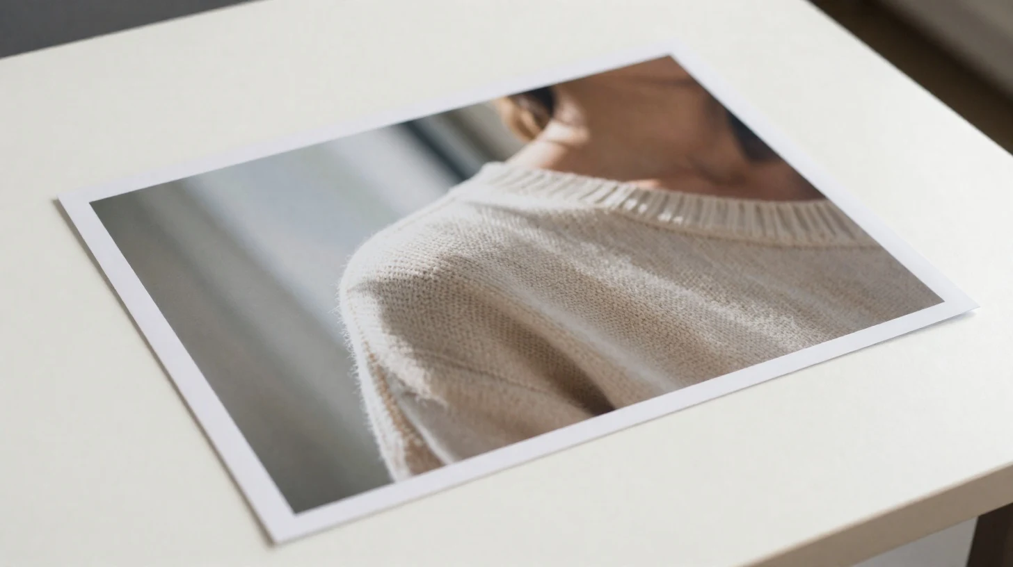 Printed Z Image still showing photoreal fabric and window light